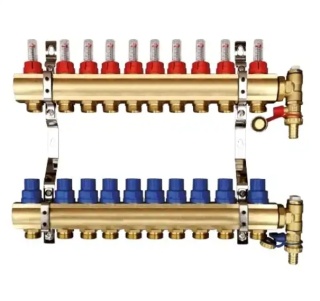 ROZDZIELACZ DO PODŁOGÓWKI OPTIUM 10 OBWODÓW Z ROTAMETRAMI I ZAWORAMI TWEETOP