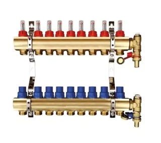 ROZDZIELACZ DO PODŁOGÓWKI OPTIUM 9 OBWODÓW Z ROTAMETRAMI I ZAWORAMI TWEETOP