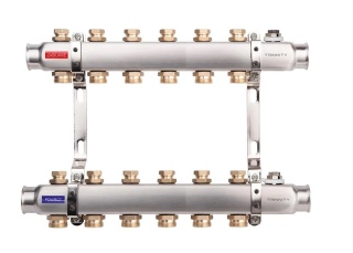 ROZDZIELACZ INOX K30 6 SEKCJI Z ZAWORAMI ODCINAJĄCYMI DO C.O. TRINNITY  