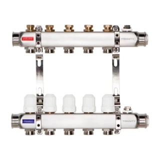 ROZDZIELACZ INOX K40 5 SEKCJI OBWODÓW Z ZAWORAMI TERMOSTATYCZNYMI TRINNITY  