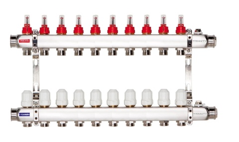 ROZDZIELACZ INOX K50 10 SEKCJI OBWODÓW Z ROTAMETRAMI TRINNITY  