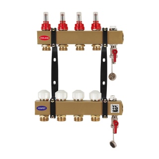 ROZDZIELACZ STALOWY TRSP 4 SEKCJIE OBWODY Z ZAWORAMI TERMOSTATYCZNYMI I PRZEPŁYWOMIERZAMI TRINNITY