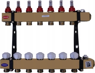 ROZDZIELACZ STALOWY TRSP 7 SEKCJII OBWODÓW Z ZAWORAMI TERMOSTATYCZNYMI I PRZEPŁYWOMIERZAMI TRINNITY