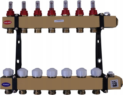 ROZDZIELACZ STALOWY TRSP 9 SEKCJII OBWODÓW Z ZAWORAMI TERMOSTATYCZNYMI I PRZEPŁYWOMIERZAMI TRINNITY