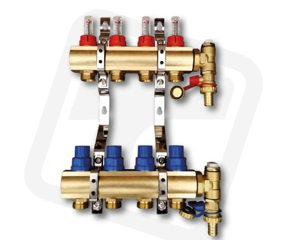 ROZDZIELACZ DO PODŁOGÓWKI  OPTIUM 4 OBWODY Z ROTAMETRAMI I ZAWORAMI TWEETOP