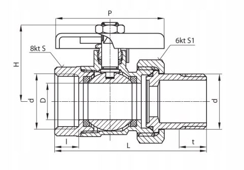 Zawór kulowy Perfekt 1/2' półśrubunek motylek Perfexim PHA-005