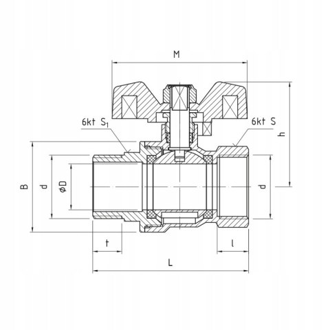 Zawór kulowy Perfekt WZ 3/4'' motylek Perfexim PHA-004