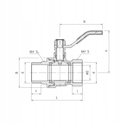 Zawór kulowy Perfekt WZ 3/4'' rączka Perfexim PHA-003