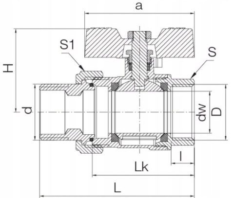 Zawór kulowy Valvex 1'' 1454610 motylek