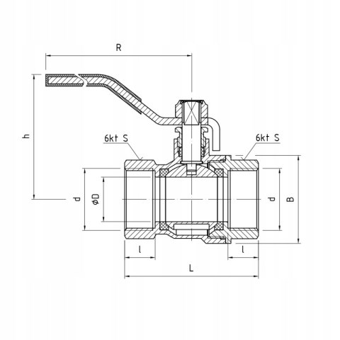 Zawór kulowy mufowy Perfekt 1'' rączka Perfexim PHA-001